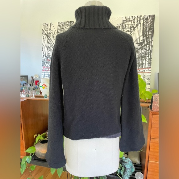 Dear Pruitt Cashmere sweater turtleneck black gray trim - Picture 6 of 10
